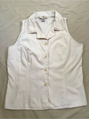 Vintage County Seat Tank blouse cream embroidered cotton M western equestrian